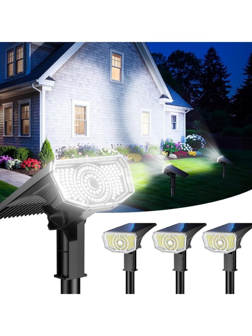 100 LED Waterproof Solar Spot Lights for Outdoor Garden, Landscape Lighting